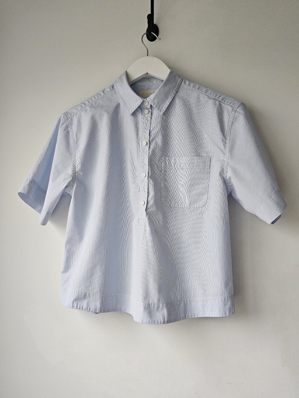 Unsubscribed Poplin Pop Over Short Sleeve Italian Cotton Collared Shirt